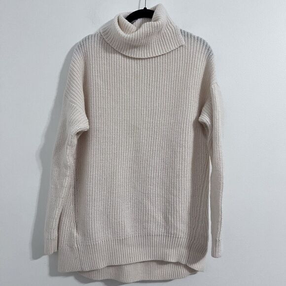 Lou & Gray Turtleneck Sweater Size S Ivory Wool/ Alpaca Blend Open Back Minimal - Picture 1 of 8